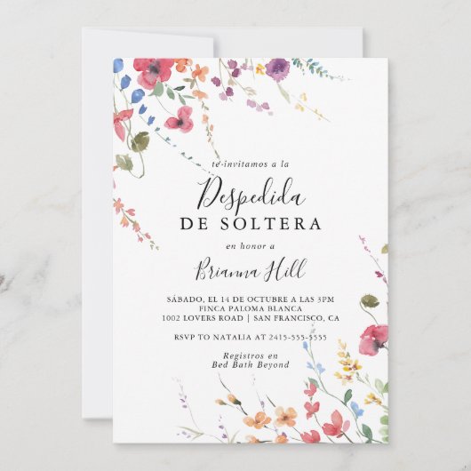 Klassiek kleurrijk Wilde Floral Spaans Vrijgezelle Kaart (Voorkant)