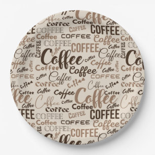 Klassiek koffie typografiepatroon (4) papieren bordje