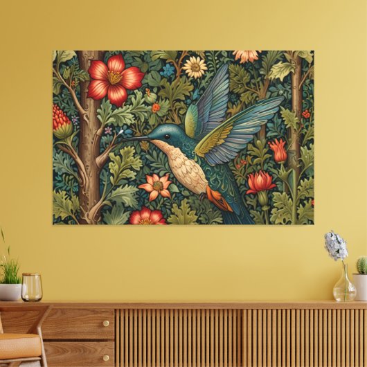 Klassiek  kolibrie art bohemian chic canvas afdruk (Insitu (Woonkamer))