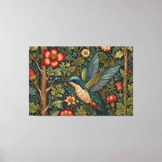 Klassiek  kolibrie art bohemian chic canvas afdruk (Voorkant)