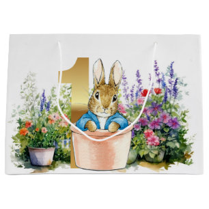 Klassiek konijn eerste verjaardag groot cadeauzakje