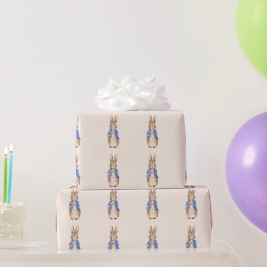 Klassiek konijn in blauwe jas cadeaupapier (Feestgeschenken)