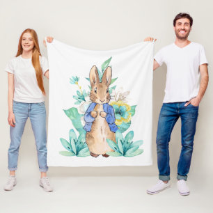 Klassiek konijn in blauwe jas fleece deken