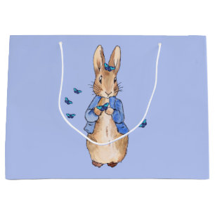 Klassiek konijn in blauwe jas groot cadeauzakje