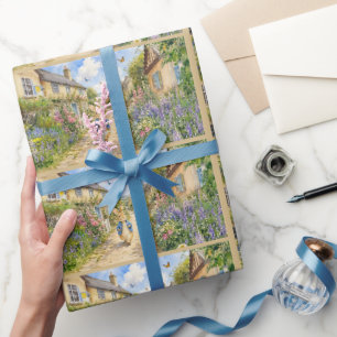 Klassiek konijn in Engels dorp Cadeaupapier