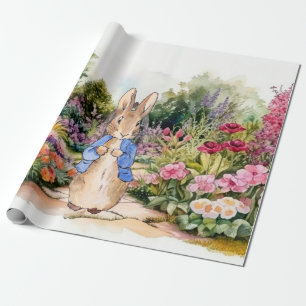 Klassiek konijn in zijn tuin cadeaupapier