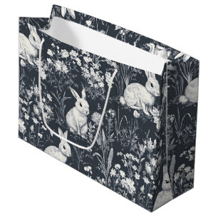 Klassiek Konijn Lente Zwart Toile Patroon Groot Cadeauzakje
