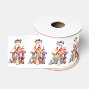 Klassiek konijn met Kersthuisje Grosgrain Lint