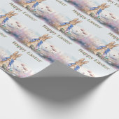 Klassiek konijn Paasmand Gelukkig Pasen Cadeaupapier (Hoek)