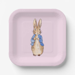 Klassiek Konijn Roze Achtergrond Papieren Bord