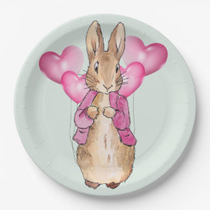 Klassiek konijn roze jas papieren bordje