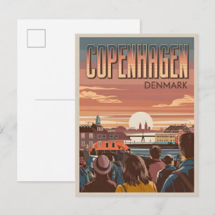 Klassiek Kopenhagen reis toeristen zonsondergang c Briefkaart