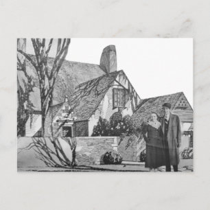 Klassiek koppel nieuw huis zwart-wit collage briefkaart