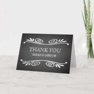 Klassiek krijtbord Zwarte bord Draaiende Thank You Bedankkaart