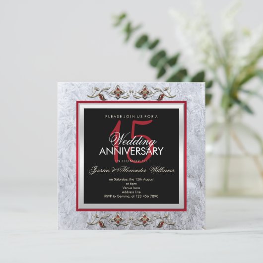 Klassiek Kristal & Edelstenen 15e Huwelijksjubileu Kaart (Staand voorkant)