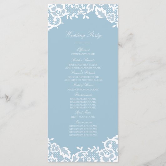 Klassiek Lace bruiloft programma (Achterkant)