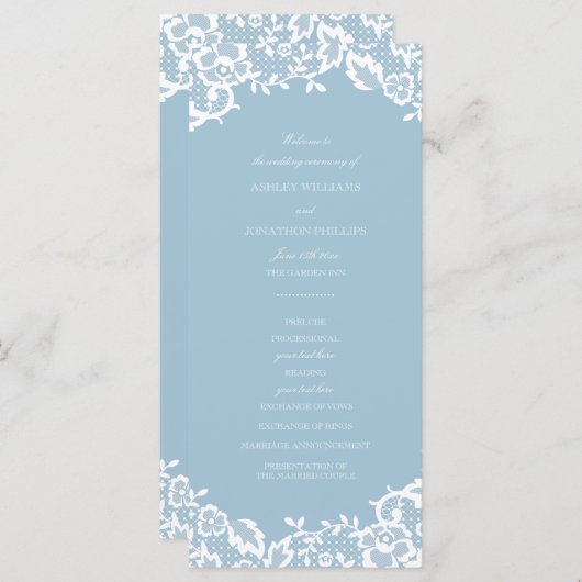 Klassiek Lace bruiloft programma (Voorkant / Achterkant)