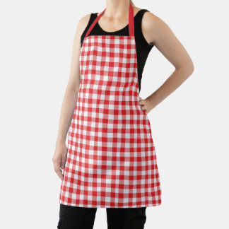 Klassiek land rood en wit gingham patroon schort