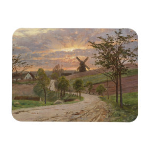 Klassiek landschap bij zonsondergang met molen Kun Magneet