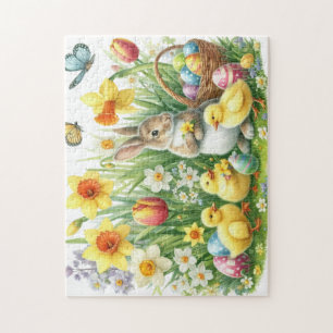 Klassiek/ lentekonijn/kip legpuzzel