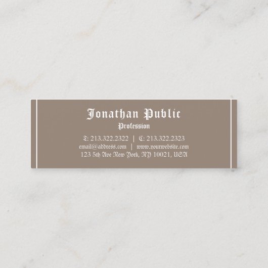 Klassiek lettertypeontwerp Professional elegant Mini Visitekaartje (Achterkant)