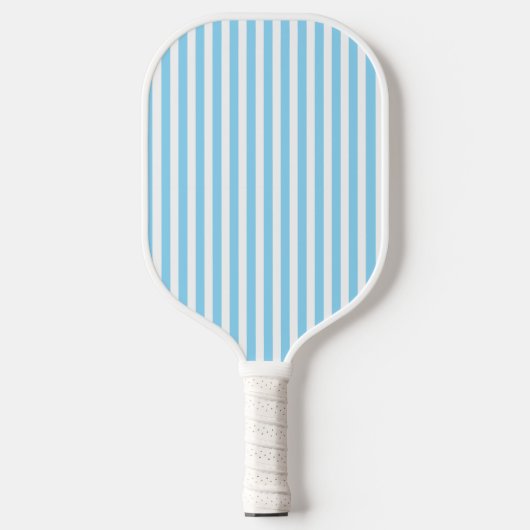 Klassiek licht blauw en wit verticaal gestreept pickleball paddle (Voorkant)