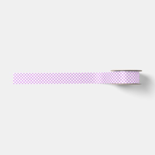 Klassiek licht lavendel schaakbordpatroon  lint (Voorkant)