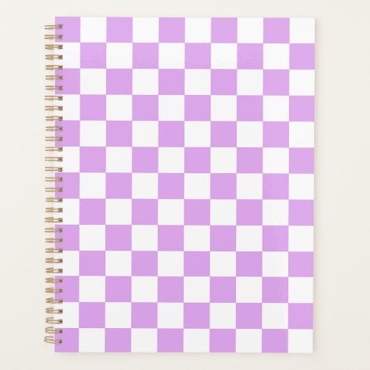 Klassiek licht lavendel schaakbordpatroon planner (Voorkant)