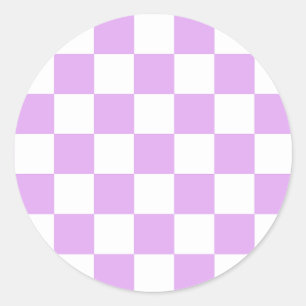 Klassiek licht lavendel schaakbordpatroon ronde sticker
