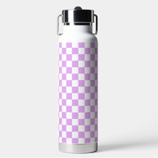 Klassiek licht lavendel schaakbordpatroon waterfles