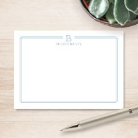 Klassiek lichtblauw gerand briefpapier met monogra