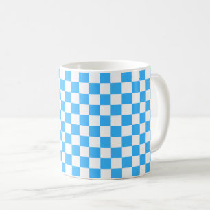 Klassiek lichtblauw schaakbordmotief  koffiemok