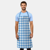 Klassiek lichtblauw wit gingham check patroon schort (Gedragen)