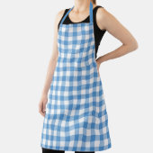Klassiek lichtblauw wit gingham check patroon schort (Insitu)
