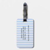 Klassiek lichtblauw wit, ongeëvenaard streeppatroo bagagelabel (Achterkant verticaal)