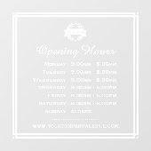 Klassiek Logo Openingsuren Bedrijf Wit Transparant Raamsticker (Vel)