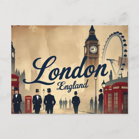 Klassiek Londen in Retro Briefkaart (Voorkant)