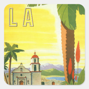 Klassiek Los Angeles, Californische missie met pal Vierkante Sticker