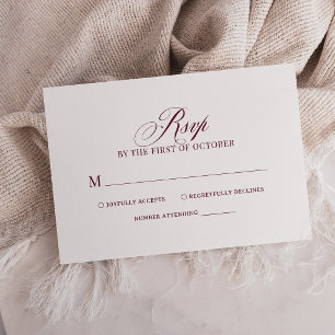 Klassiek Luxe Eenvoudige witte en bordeauxrode t RSVP Kaartje