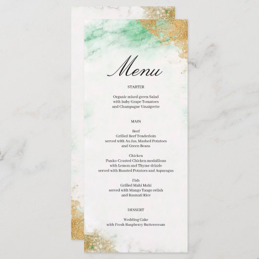 Klassiek Luxe Marmeren Trouwmenu Programma (Voorkant / Achterkant)