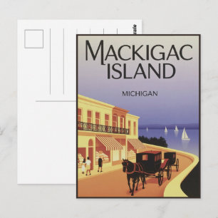 Klassiek Mackinac Island Michigan met Bloemen cade Briefkaart