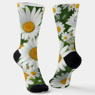 Klassiek madeliefjespatroon witte bloemenvelden gr sokken