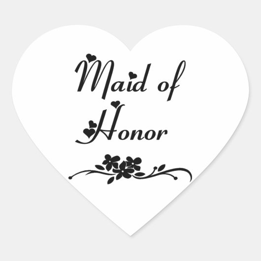 Klassiek Maid of Honor Hart Sticker (Voorkant)