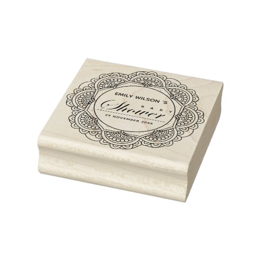 KLASSIEK  MANDALA CUSTOM SCRIPT BABY SHOWER 	RUBBERSTEMPEL (Stempel)