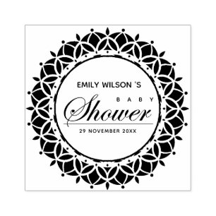 KLASSIEK MANDALA CUSTOM SCRIPT BABY SHOWER RUBBERSTEMPEL