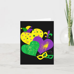 Klassiek Mardi Gras 2025 Schattige Harten Valentij Kaart