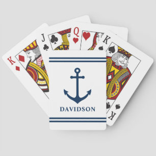 Klassiek marine scheepsanker achternaam monogram pokerkaarten