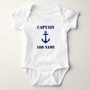 Klassiek marineblauw anker & Baby naam/rang Romper