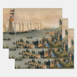 Klassiek maritiem, New York Yacht Club Regatta Inpakpapier Vel