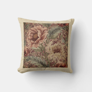 Klassiek, Maroon Beigi Bloemenpatroon Kussen